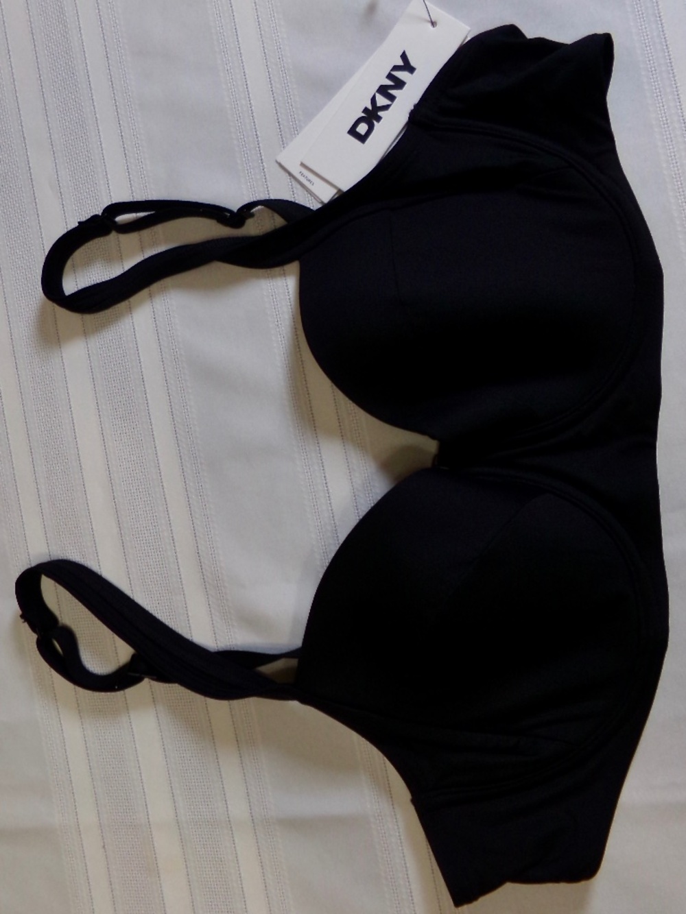 NWT DNKY Black Balconette Bikini PushUp Swim Top/Dimts 401,Padded, Underwire XL